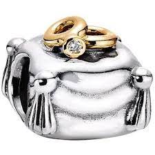 Pre Owned Pandora Union I Do 925 14kt Gold And Diamond Ring Pillow Charm Pandora Bracelet Charms Pandora Jewelry Charmed Memories Bracelet
