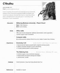c'thulhu one page resume  open resume