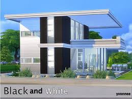 Black And White Modern House Yvonnee S Black And White Sims 4 House Building The Sims 4 Lots Black And White