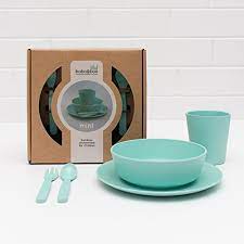 Bobo Boo 5 Piece Kids Bamboo Dinnerware Set Eco Friendly Baby Dishes Mint Green 5 Pieces 1 Affordable P Kids Dishware Kids Dinnerware Kids Dinnerware Set