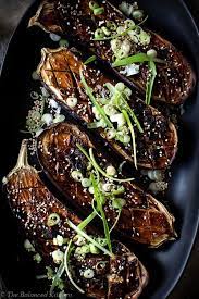 Miso Glazed Aubergine With Spring Onions Toasted Sesame The Balanced Kitchen Food Veggie Dishes Healthy Recipes