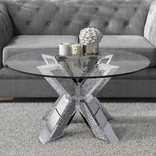 Inspire is probably one of the best round glass coffee tables with a top led light at the edges giving the table bright colours at night. Round Coffee Table With Glass Top And Silver Glitter Base Jade Boutique Ebay