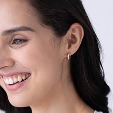 14K Solid Gold Diamond Hoop Earrings, Round Natural Diamond Hoops, Dainty  Gold Hoop Earrings, Fine Jewelry Gift for Her