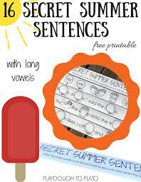 16 Secret Long Vowel Sentences For Summer Fun Writing Activities Teaching Spelling Secret Sentences