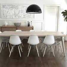 Light Gray Stained Dining Table With White Eames Molded Plastic Chairs Plasticchair Plastic Dining Chairs Dining Table Chairs Dining Table