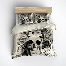 White Black And Cream Bedding Cream On Blackprint Skull Cream Bedding Collection Skull Bedding Black Bedding Skull Bedroom
