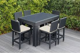 And that smaller footprint means that moving your counter height tables and chairs is easier. Beautiful Brand New Outdoor Wicker Bar Dining Set