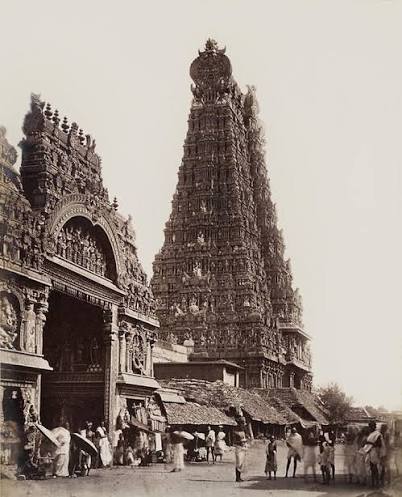 Meenakshi Amman temple, madurai. Sculptures in the 1000-pillar mandapa (choultry), around 1895.