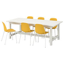 Nordviken Leifarne Table And 6 Chairs White Dark Yellow White Ikea Wood Dining Table Dining Table Table
