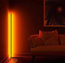 Colour changing rgb mood lighting metal led corner floor wall lamp with remote b. The Rue Minimalist Led Corner Floor Lamp Black Amazon De Lighting