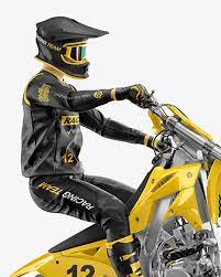 Download Motocross Racing Kit Mockup In Apparel Mockups On Yellow Images Object Mockups