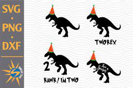 Download Rawr Two T Rex Birthday Svg Png Dxf Digital Files 755280 Cut Files Design Bundles