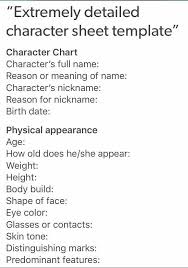 Extremely Detailed Character Sheet Template Writing Dialogue Prompts Book Writing Tips Writing Dialogue