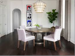Industrial Modern Round Dining Table With Upholstered Chairs Mortise Tenon