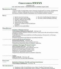 student athletic trainer resume example