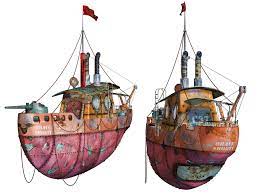 Steampunk Flying Tug Boat 01 Png Stock By Roys Art On Deviantart Steampunk Ship Boat Art Boat Drawing
