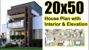 20x50 House Plan With Interior Elevation Complete View House Plans Model House Plan Architectural House Plans