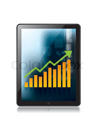Digital Tablet And Growth Chart On Stock Vector