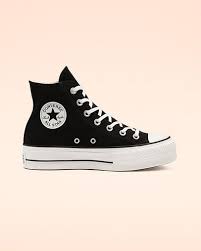 Black And White Low Top Converse Chuck Taylor All Star Platform Clean Leather High Top Womens Shoe Di 2020 Pria