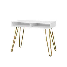 Pin By Katie Astoria On Work It In 2020 White Desk Gold Legs Hair Pin Desks Writing Desk