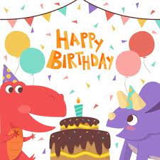 Wait for the day when you will get a soft and delicious cake. Free Vector Happy Birthday To You Dinosaurs With Cake