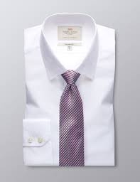 Mens White Classic Fit Cotton Dress Shirt Windsor Collar Single Cuff Easy Iron