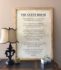 The Guest House Poem By Rumi Framed Sign Oversized Living Room Wall Art Book Page Art Rumi Quote Sign By Steponit The Guest House Rumi Home Poem Guest House