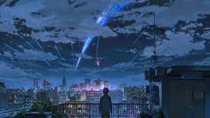 Your Name Wallpaper Kimi No Na Wa Makoto Shinkai Starry Night Comet 1080p Wallpaper Hdwallpaper Desktop Wallpaper Art Name Wallpaper Your Name Wallpaper