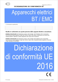 Dichiarazione Di Conformita Ue Apparecchi Elettrici Bt Emc 2016 Certifico Srl