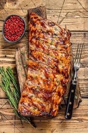 Costillas De Cerdo A La Plancha Y Ahumadas Fondo De Madera Vista Superior Foto Premium