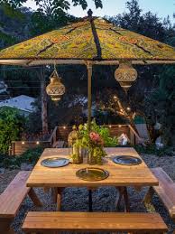 Bohemian Style Outdoor Patio Umbrella Outdoor Patio Umbrellas Patio Inspiration Outdoor Dining Spaces