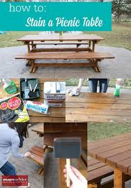 How To Stain A Picnic Table Painted Picnic Tables Outdoor Picnic Tables Picnic Table Makeover