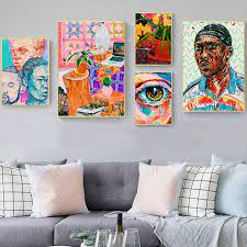 Use code 30fungifts to save. Indie Draw Aesthetic Colorful Paintings Home Kids Baby Living Room Bedroom Decor Print Poster Picture Painting Wall Art Canvas Painting Calligraphy Aliexpress