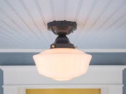Check spelling or type a new query. Vintage Rewired Farmhouse Semi Flush Mount Schoolhouse Ceiling Light Fixture Grey Gray Brass White Milk Glass 1920s 1930s 1940s Deco Cottage Farmhouse Glass Glass Light Fixture Glass