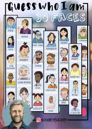 Who Am I 30 Faces Flashcards Guessing Game Characterisation Charakterisierung Unterrichtsmaterial Englisch Grundschule Lernkarten