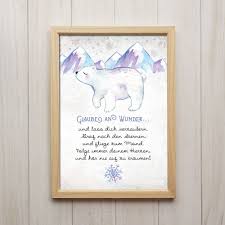 Bild Eisbar Glaube An Wunder Kunstdruck A4 Tier Spruch Poster Kinderzimmer Druck Poster Kinderzimmer Baby Gluckwunsche Spruche Fur Taufe