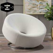 Large Modern Round Accent Chair Whole Body Support Bonded Leather And Iron White Ebay Circle Chair White Accent Chair Unique Chairs Design