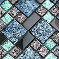Not only can tiles come in a variety of shapes and sizes, but they can also be made from different materials. Crystal Glass Tile Backsplash Black Stainless Steel With Base Meta Mosaic Tatin Bathroom Wall Tiles Designs