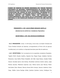 DIARIO DE DEBATES DE SESIÓN ORDINARIA DEL TERCER PERÍODO ORDINARIO DE  SESIONES, CORRESPONDIENTE AL PRIMER AÑO DE EJERCICIO CO