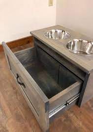Split Wood Storage Drawers 28 Ideas Diy Dog Stuff Dog Bowl Stand Dog Furniture
