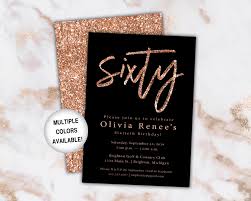 Black And Gold 60th Birthday Invitations 60th Birthday Invitation Rose Gold Sixtieth Birthday Etsy 50th Birthday Invitations 60th Birthday Invitations 40th Birthday Invitations