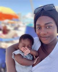 Actress Mercy Johnson and her new baby enjoying the sunlight. 🥰😉 📸: Mercy  Johnson (Instagram)
