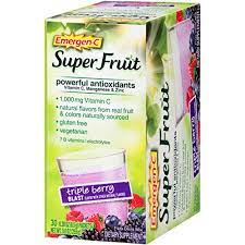 Flavor with other natural flavors. Emergen C 174 Super Fruit Dietary Supplement In Triple Berry Blast 30 Ct Box Walmart Com Walmart Com