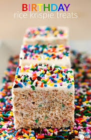 Happy Birthday Rice Krispie Treats These Ultimate Birthday Rice Krispies Treats Are Huge Gooey And The Perfect No Bake Treat For Birthdays Krispie Treats Recipe Birthday Snacks Rice Krispies