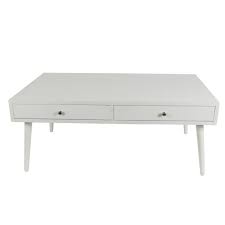 Great retro, mid century modern coffee table by lane. Decor Therapy Mid 42 In White Large Rectangle Wood Coffee Table With Drawers Fr8676 The Home Depot