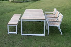 Modern Teak White Black Aluminum Dining Table Farm House Contract Hotel 5 Star