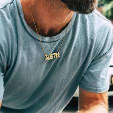 Block Name Necklace In 2021 Name Necklace Necklace Chains For Men