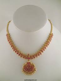 1 Gram Gold Ruby Necklace Design South India Jewels Ruby Necklace Designs Gold Necklace Designs Gold Necklace Simple
