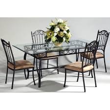 Chintaly Bethel 5 Piece Rectangular Wrought Iron Dining Table Set Wrought Iron Dining Table Glass Dining Table Set Glass Dining Table