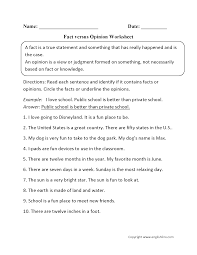 Fact And Opinion Worksheets Fact And Opinion Fact And Opinion Worksheet Reading Worksheets